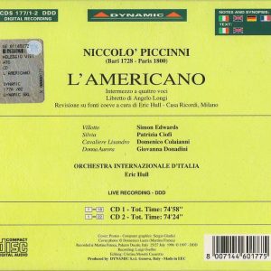 PICCINNI, Patrizia Ciofi, Simon Edwards,   Orchestra Internationale d'Italia, Eric Hull<br/>L'Americano