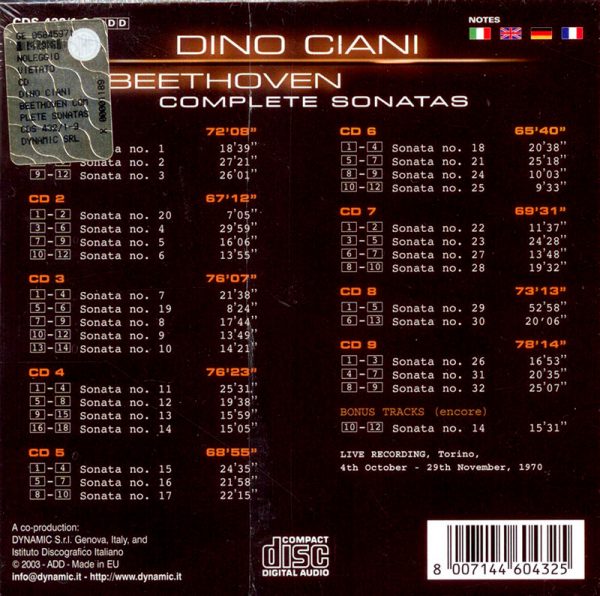 DINO CIANI <br/>Beethoven Complete Sonatas