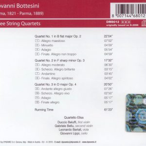 BOTTESINI,   Quartetto ElisaThree String Quartets