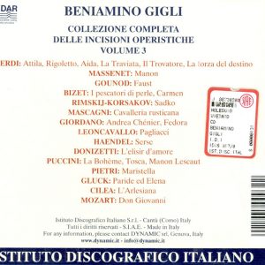 Beniamino Gigli<br/>Collezione completa delle incisioni operistiche vol. 3