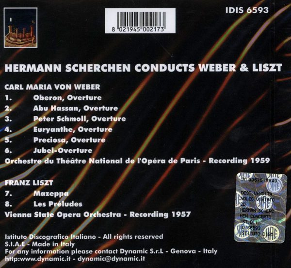 WEBER,   LISZT,   Orchestre du Theatre National de l'Opera de Paris, Hermann Scherchen<br/>Overtures