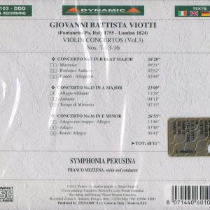 VIOTTI, Franco Mezzena,   Symphonia PerusiaComplete violin concertos (Vol.3)