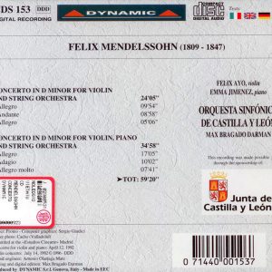 MENDELSSOHN, Felix Ayo, Emma Jimenez,   Orquestra Sinfonica De Castilla Y LeonConcertos for violin