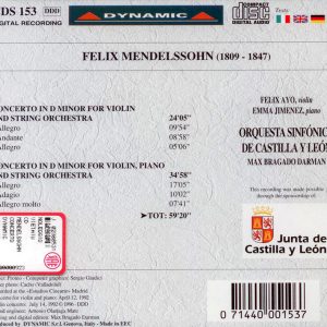 MENDELSSOHN, Felix Ayo, Emma Jimenez,   Orquestra Sinfonica De Castilla Y Leon<br/>Concertos for violin
