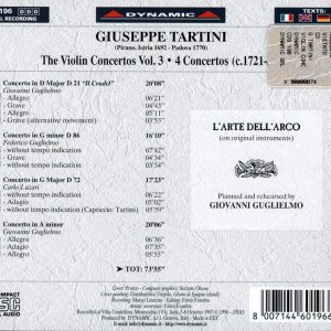 TARTINI,   L'Arte Dell'Arco, Giovanni GuglielmoThe Violin Concertos vol. 3 / Il Crudel