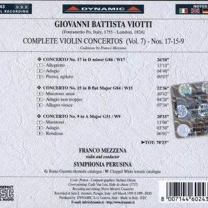 VIOTTI,   Symphonia Perusia, Franco MezzenaComplete Violin Concertos (Vol. 7) - Concertos Nos. 17-15-9