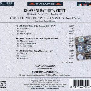 VIOTTI,   Symphonia Perusia, Franco Mezzena<br/>Complete Violin Concertos (Vol. 7) - Concertos Nos. 17-15-9