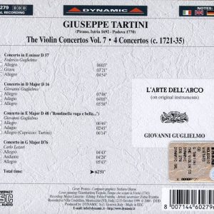 TARTINI,   L'Arte Dell'Arco, Giovanni GuglielmoViolin Concertos (Vol. 7)