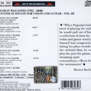 PAGANINI, Luigi Alberto Bianchi, Maurizio Preda<br/>Centone di Sonate for violin and guitar (Vol.3)