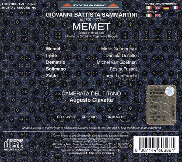 SAMMARTINI, MIrko Guadagnini, Daniela Uccello,   Camerata Del Titano, Augusto Ciavatta<br/>Memet