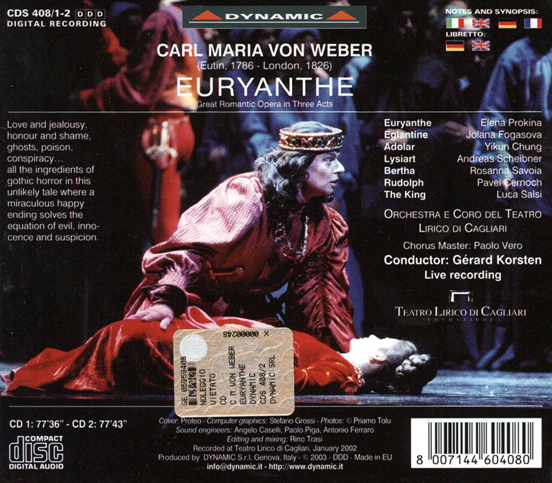 WEBER, Elena Prokina, Jolana Fogasova, Yikun Chung,   Teatro Lirico Di Cagliar, Gerard Korsten<br/>Euryanthe
