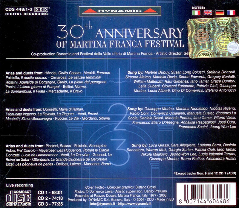 HANDEL,  VIVALDI,  ROSSINI,  DONIZETTI,  VERDI, Mariella Devia, Raul Gimenez, Patrizia Ciofi<br/>30th Anniversary of Martina Franca Festival