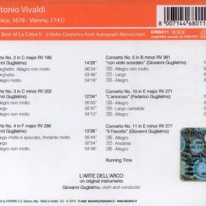 VIVALDI, Giovanni Guglielmo,   L'Arte Dell'Arco<br/>The Best of La Cetra II - 6 violin concertos from autograph manuscripts (1728)