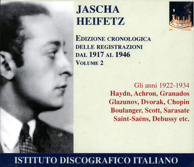GLAZUNOV,  CHOPIN,   DVORAK,  SAINT-SAENS, Jascha Heifetz<br/>Chronological Edition of the Recordings from 1917 to 1946, vol.2 (1922 - 1934)